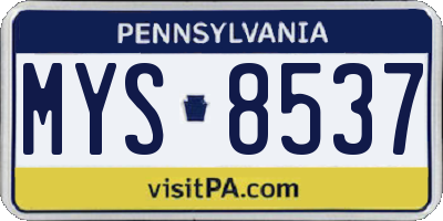PA license plate MYS8537