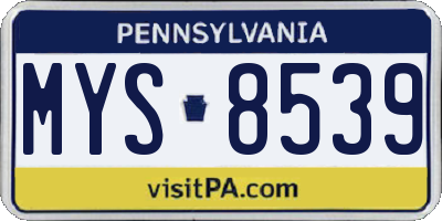 PA license plate MYS8539