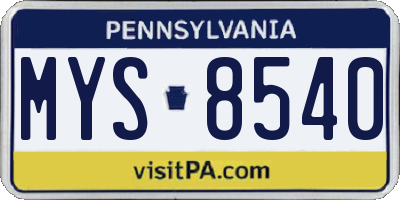 PA license plate MYS8540