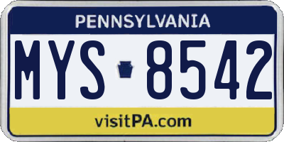 PA license plate MYS8542