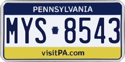 PA license plate MYS8543
