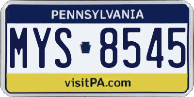 PA license plate MYS8545