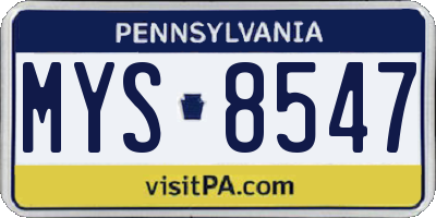 PA license plate MYS8547