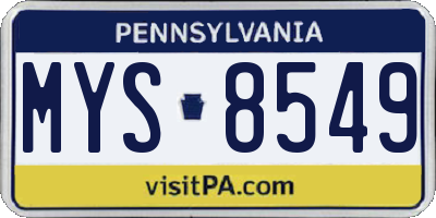 PA license plate MYS8549