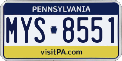 PA license plate MYS8551