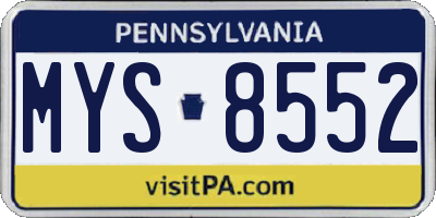 PA license plate MYS8552