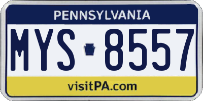 PA license plate MYS8557