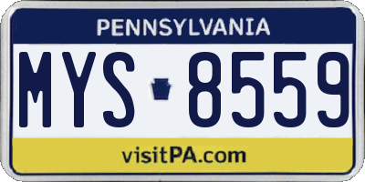 PA license plate MYS8559