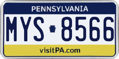 PA license plate MYS8566