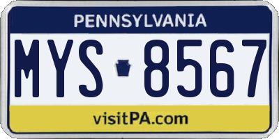 PA license plate MYS8567