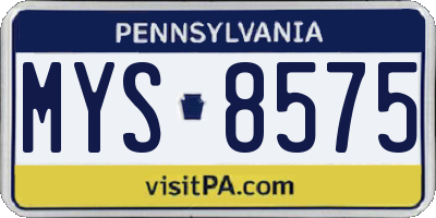 PA license plate MYS8575