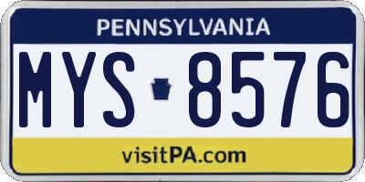 PA license plate MYS8576