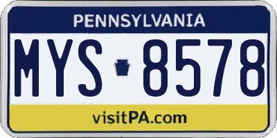 PA license plate MYS8578