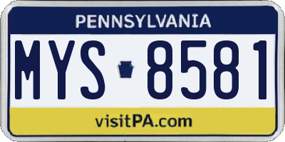 PA license plate MYS8581