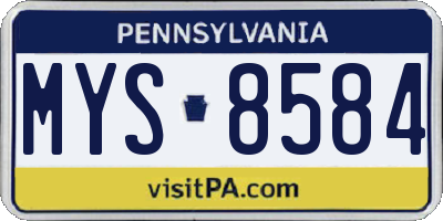 PA license plate MYS8584