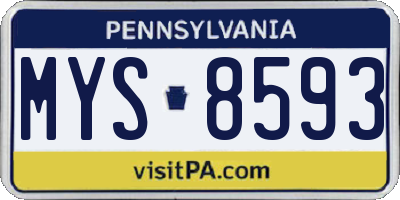 PA license plate MYS8593