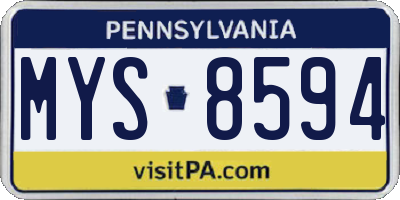 PA license plate MYS8594