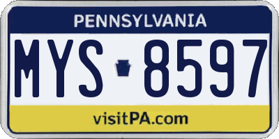 PA license plate MYS8597