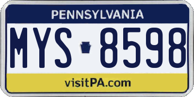 PA license plate MYS8598