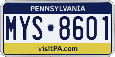 PA license plate MYS8601