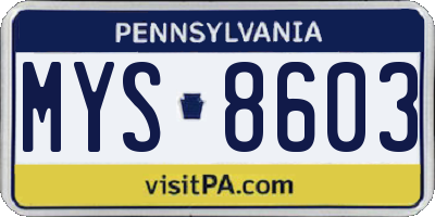 PA license plate MYS8603