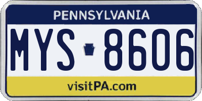 PA license plate MYS8606