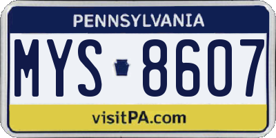 PA license plate MYS8607