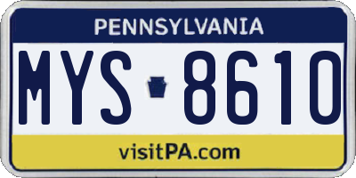 PA license plate MYS8610