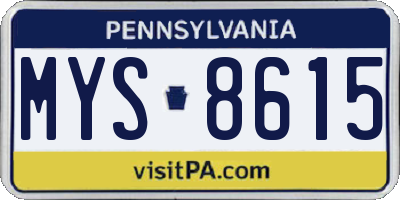 PA license plate MYS8615