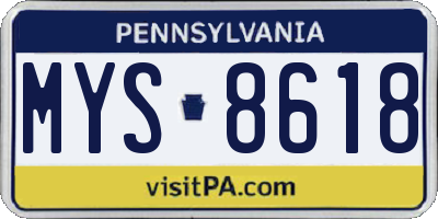 PA license plate MYS8618