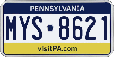 PA license plate MYS8621