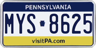 PA license plate MYS8625
