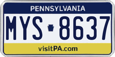 PA license plate MYS8637