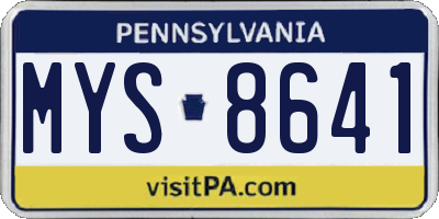 PA license plate MYS8641