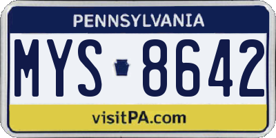 PA license plate MYS8642