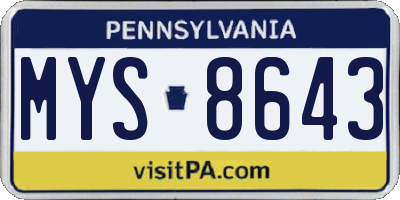 PA license plate MYS8643