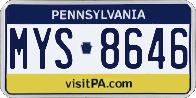 PA license plate MYS8646