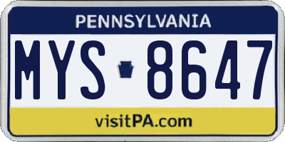 PA license plate MYS8647