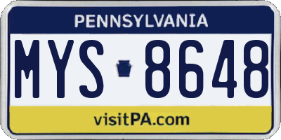 PA license plate MYS8648