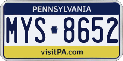 PA license plate MYS8652