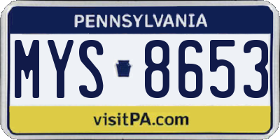 PA license plate MYS8653