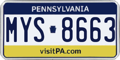 PA license plate MYS8663
