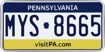 PA license plate MYS8665