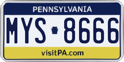 PA license plate MYS8666