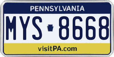 PA license plate MYS8668