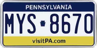 PA license plate MYS8670