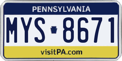 PA license plate MYS8671