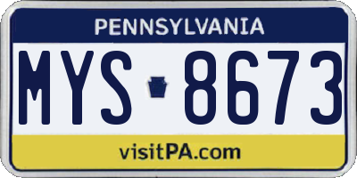 PA license plate MYS8673