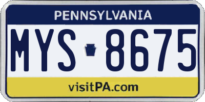 PA license plate MYS8675
