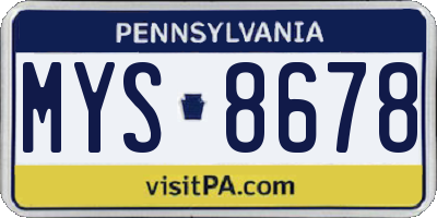 PA license plate MYS8678